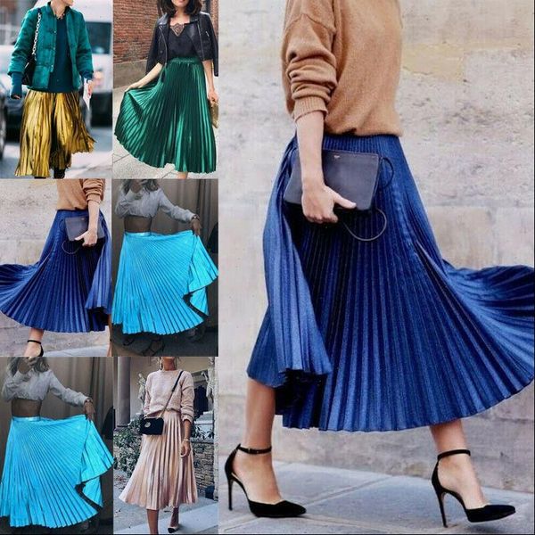 womens skirts autumn women long metallic silver maxi pleated skirt midi high waist elascity casual party, Black
womens skirts autumn women long metallic silver maxi pleated skirt midi high waist elascity casual party, Black