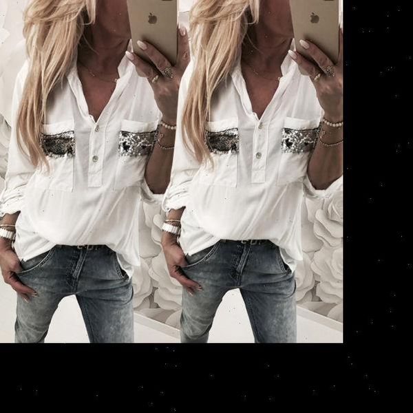 women blouses fashion shirts casual long sleeve ladies paillette blouse summer button loose solid white elegent
women blouses fashion shirts casual long sleeve ladies paillette blouse summer button loose solid white elegent