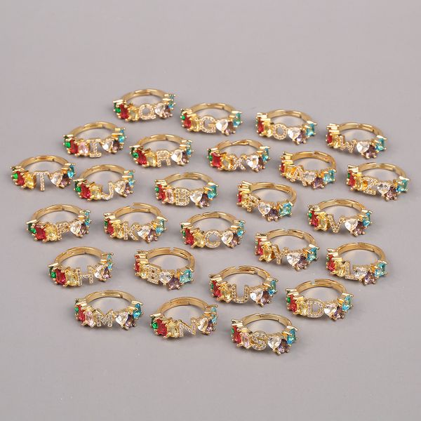 2021 new 26 letters adjustable ring fashion street shooting opening english alphabet ring copper inlaid color zircon female ringdio chan con, Silver
2021 new 26 letters adjustable ring fashion street shooting opening english alphabet ring copper inlaid color zircon female ringdio chan con, Silver