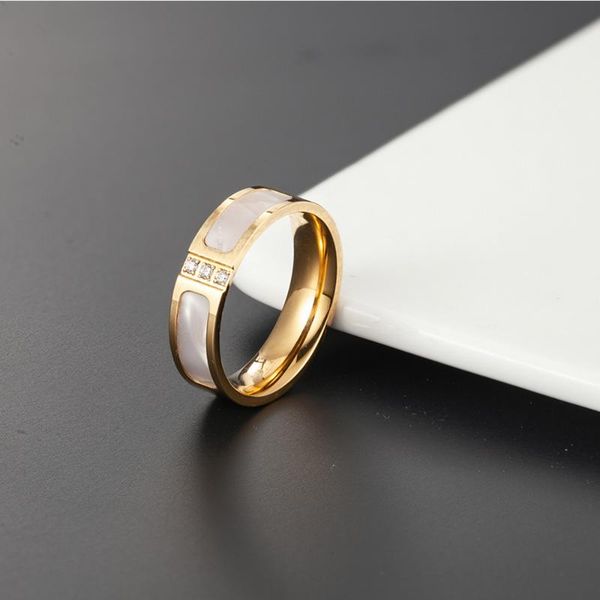 wedding rings luxury white shell crystal ring stainless steel titanium bridal love promise jewelry for women, Slivery;golden
wedding rings luxury white shell crystal ring stainless steel titanium bridal love promise jewelry for women, Slivery;golden