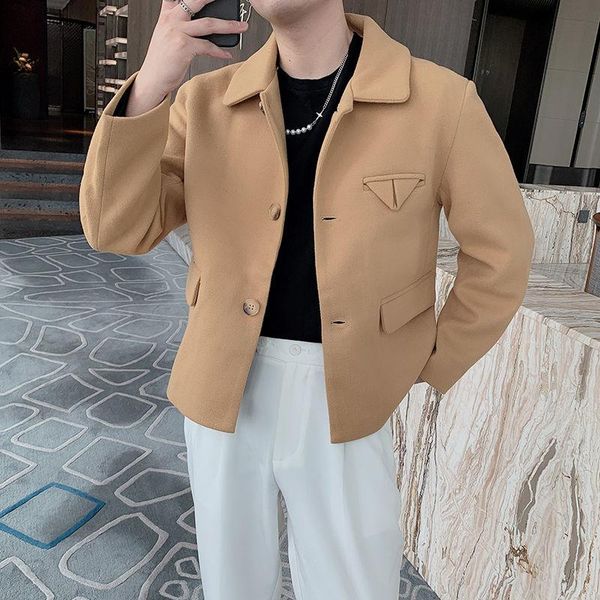 men's wool & blends korean lapel woolen jacket loose short coat 2021 autumn winter slim thickening fashion casual clothes for male, Black
men's wool & blends korean lapel woolen jacket loose short coat 2021 autumn winter slim thickening fashion casual clothes for male, Black