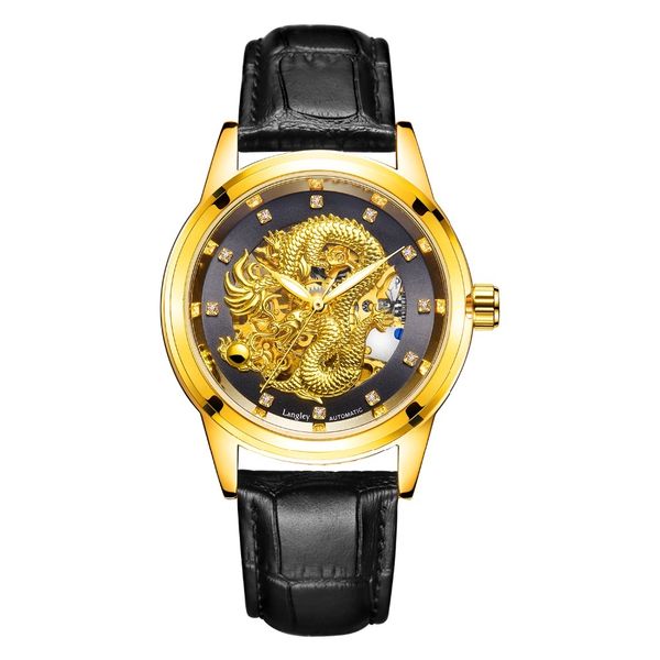 langley new modern dragon watches men automatic mechanical male skeleton golden luxury brand rustless steel, Slivery;brown
langley new modern dragon watches men automatic mechanical male skeleton golden luxury brand rustless steel, Slivery;brown