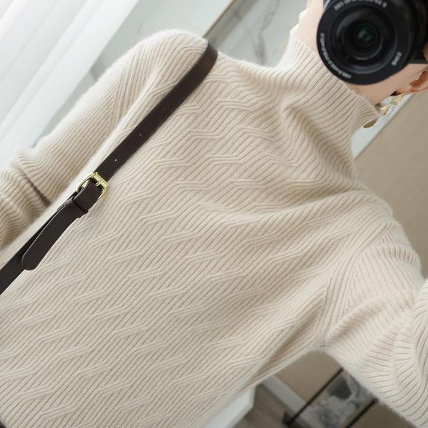 women's sweaters 21 high-neck cashmere sweater long-sleeved pullover women loose lazy drawstring thin knit base, White;black
women's sweaters 21 high-neck cashmere sweater long-sleeved pullover women loose lazy drawstring thin knit base, White;black