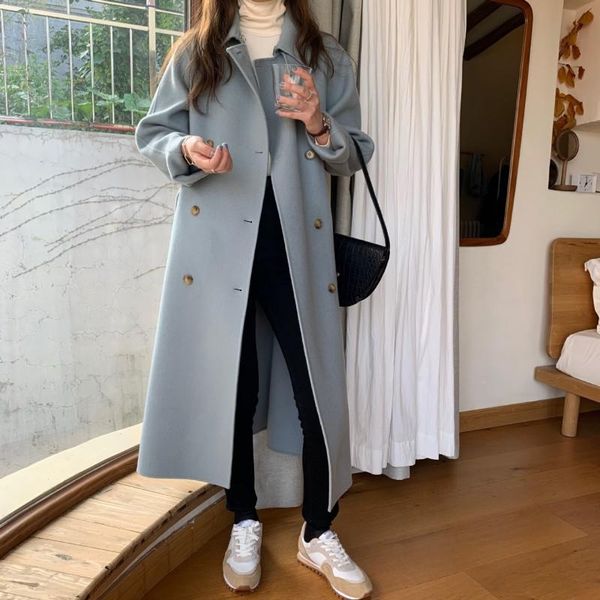 women's wool & blends 2021 winter long sleeve lace-up elegant female solid blend coats chic ladies thicken warm loose woolen coat women, Black
women's wool & blends 2021 winter long sleeve lace-up elegant female solid blend coats chic ladies thicken warm loose woolen coat women, Black