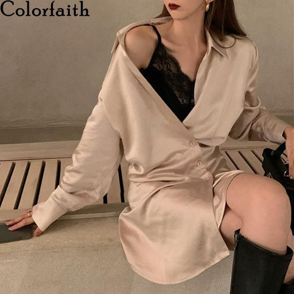 colorfaith 2021 autumn winter women dresses satin chic korean style elegant vintage solid wild mini lady shirt dress dr22274 casual, Black;gray
colorfaith 2021 autumn winter women dresses satin chic korean style elegant vintage solid wild mini lady shirt dress dr22274 casual, Black;gray