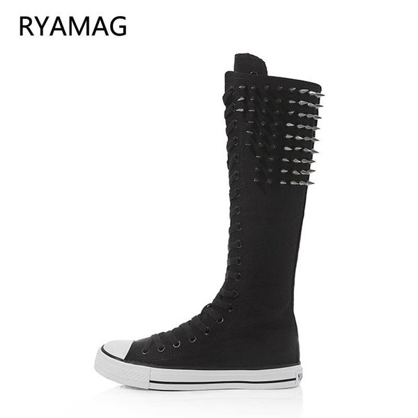 boots ryamag 2021 women's canvas long rivet shoes flats punk high lace-up zipper comfortable vulcanize sneakers, Black
boots ryamag 2021 women's canvas long rivet shoes flats punk high lace-up zipper comfortable vulcanize sneakers, Black