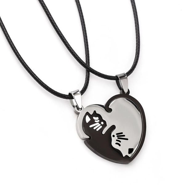 pendant necklaces cartoon hug cat stainless steel couple rope chain women men choker gifts for lover friends, Silver
pendant necklaces cartoon hug cat stainless steel couple rope chain women men choker gifts for lover friends, Silver