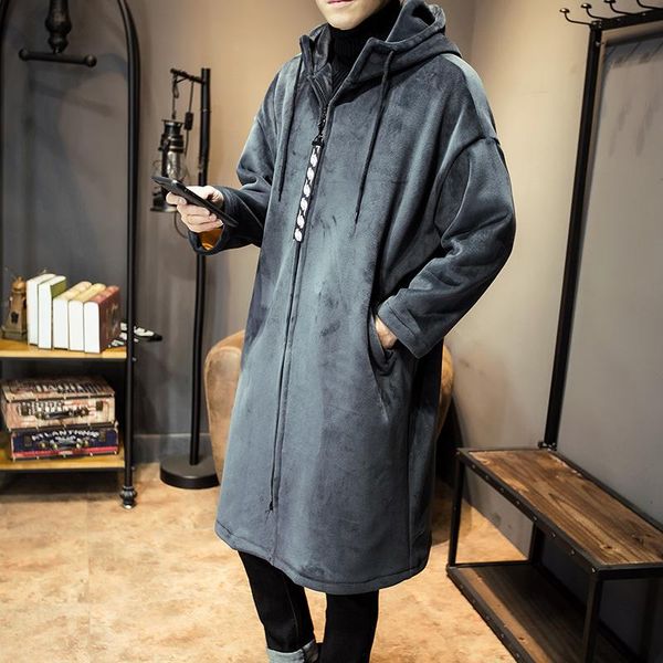 men's wool & blends autumn winter velvet hooded long coats men loose trench coat thick outwear embroidery h087, Black
men's wool & blends autumn winter velvet hooded long coats men loose trench coat thick outwear embroidery h087, Black