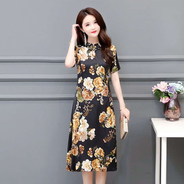 summer modified cheongsam chinese style fashion show thin long dress, Black;gray 
summer modified cheongsam chinese style fashion show thin long dress, Black;gray