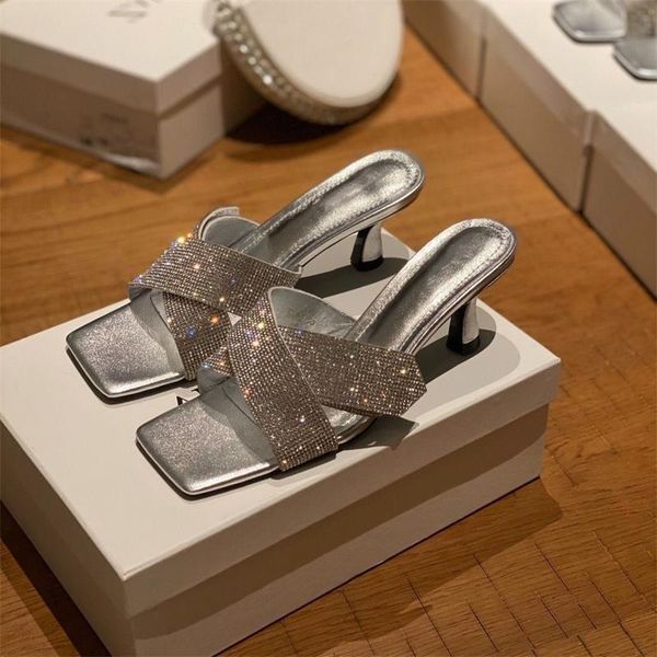 slippers 2021 summer women shoes high heels bling rhinestone dress silver slides outside design zapatos de mujer, Black
slippers 2021 summer women shoes high heels bling rhinestone dress silver slides outside design zapatos de mujer, Black