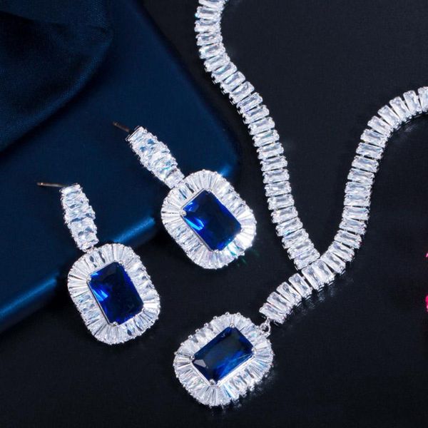 earrings & necklace zlxgirl jewelry dark blue cubic zircon and sets fine women's party set, Silver
earrings & necklace zlxgirl jewelry dark blue cubic zircon and sets fine women's party set, Silver
