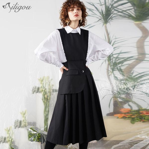 casual dresses ailigou black patchwork women's dress o neck sleeveless high waist tassel female autumn fashion 2021, Black;gray
casual dresses ailigou black patchwork women's dress o neck sleeveless high waist tassel female autumn fashion 2021, Black;gray
