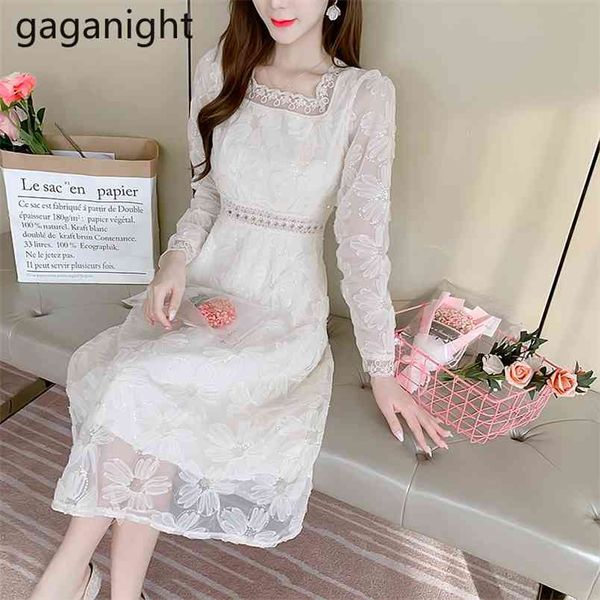 women lace flower dress jacquard long sleeve solid empire square collar party lady spring a-line vestidos 210601, White
women lace flower dress jacquard long sleeve solid empire square collar party lady spring a-line vestidos 210601, White