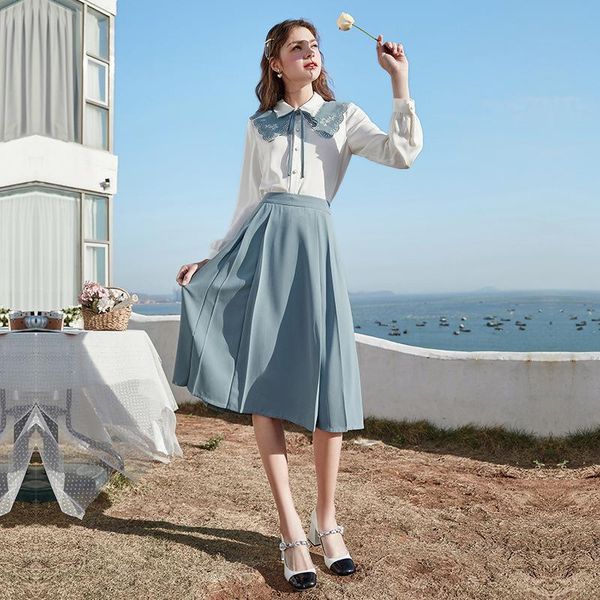 dress suit women's spring 2021 style foreign thin temperament shirt skirt two piece t81166 pants, White
dress suit women's spring 2021 style foreign thin temperament shirt skirt two piece t81166 pants, White