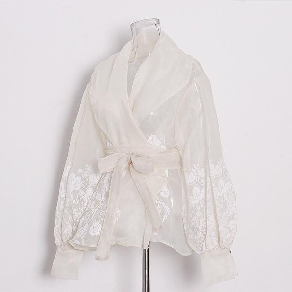 women's blouses & shirts icclek gauze shirt blouse with lapel lantern embroidery for women female casual wearing long puff sleeve elega, White
women's blouses & shirts icclek gauze shirt blouse with lapel lantern embroidery for women female casual wearing long puff sleeve elega, White
