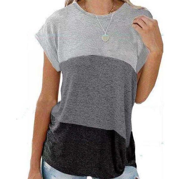 women's t-shirt ladies twisted short sleeve casual bat round neck loose color-blocking fashion o2eu, White
women's t-shirt ladies twisted short sleeve casual bat round neck loose color-blocking fashion o2eu, White