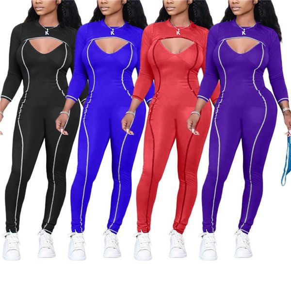 women's jumpsuits & rompers workout active wear pure color women jumpsuit long sleeve fitness clubwear zipper party bodycon sling jumps, Black;white
women's jumpsuits & rompers workout active wear pure color women jumpsuit long sleeve fitness clubwear zipper party bodycon sling jumps, Black;white