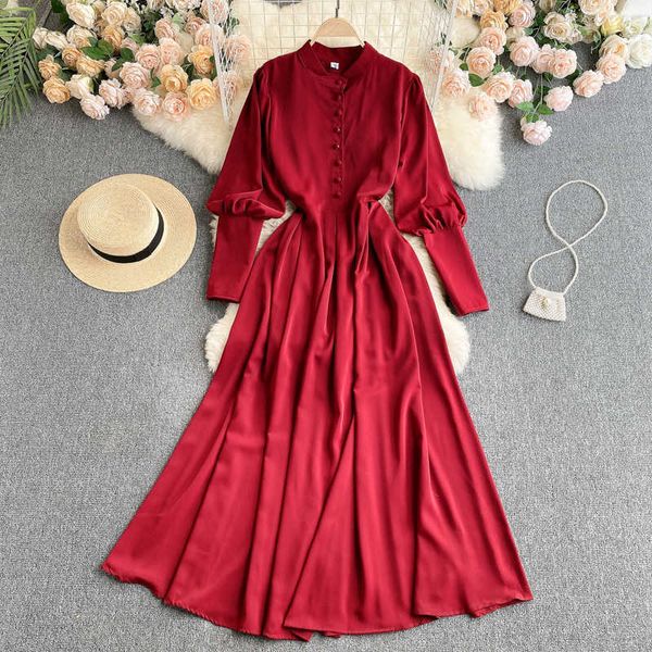 vintage single breasted long dress women purple/pink/red a-line lantern long sleeve high waist casual female slim robe 2021 new y0603, Black;gray
vintage single breasted long dress women purple/pink/red a-line lantern long sleeve high waist casual female slim robe 2021 new y0603, Black;gray