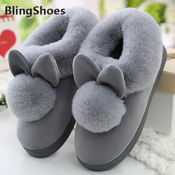 women winter slippers female velvet snow slipper furry ears soft plush indoor comfort home casual shoes, Black
women winter slippers female velvet snow slipper furry ears soft plush indoor comfort home casual shoes, Black