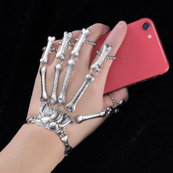 link, chain steam punk bracelet for men gothic hand skull skeleton elasticity adjustable couple women bangles jewelry, Black
link, chain steam punk bracelet for men gothic hand skull skeleton elasticity adjustable couple women bangles jewelry, Black