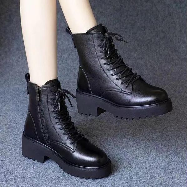 dress shoes soft boots women 2021 spring and autumn single winter plush british thick soled short, Black
dress shoes soft boots women 2021 spring and autumn single winter plush british thick soled short, Black