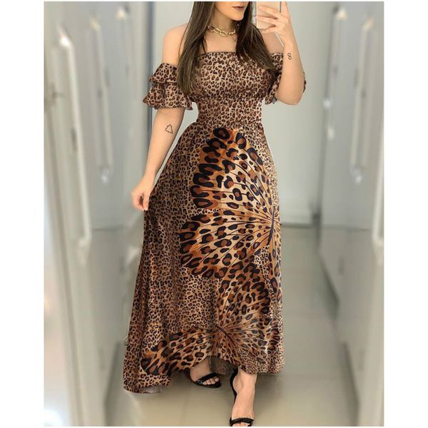 women fashion dress off shoulder short sleeve dress strapless leopard and printed dress casual maxi dresses, Black;gray
women fashion dress off shoulder short sleeve dress strapless leopard and printed dress casual maxi dresses, Black;gray
