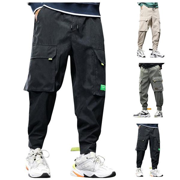 men's pants casual men solid color multi pockets training cargo hiking straight sweatpants sports work streetwear trousers, Black
men's pants casual men solid color multi pockets training cargo hiking straight sweatpants sports work streetwear trousers, Black