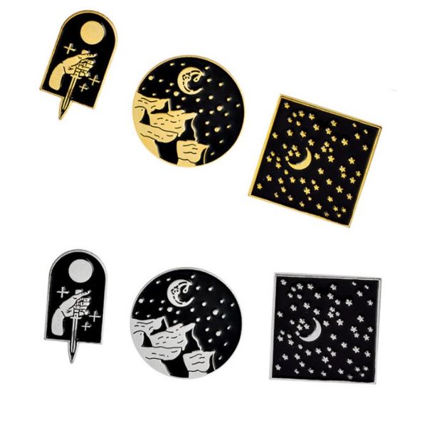 european and american retro moon star dagger alloy brooch dripping oil, Gray
european and american retro moon star dagger alloy brooch dripping oil, Gray