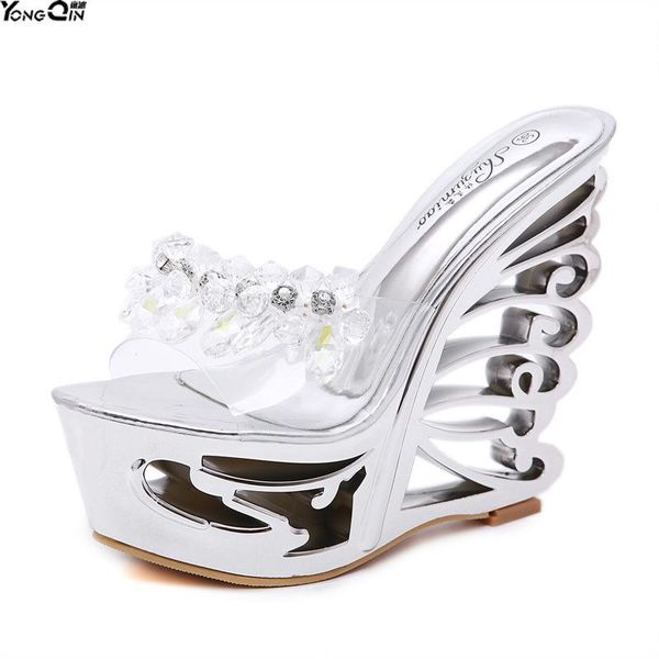 high heel 14.5cm rhinestone wedge women sandal platform woman shoes sandals, Black
high heel 14.5cm rhinestone wedge women sandal platform woman shoes sandals, Black