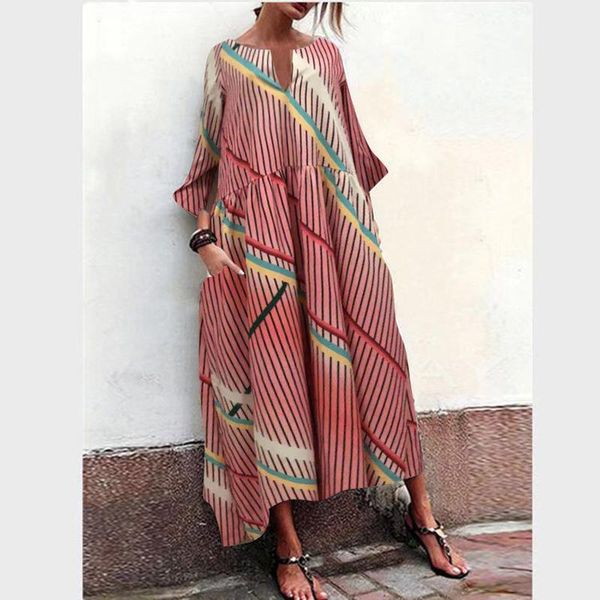 casual dresses women striped long dress v neck sleeve autumn winter loose boho, Black;gray
casual dresses women striped long dress v neck sleeve autumn winter loose boho, Black;gray