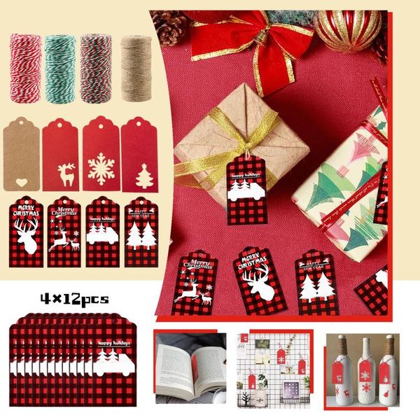 window stickers 48pcs diy kraft tags with rope merry christmas labels gift wrapping paper hang santa claus cards xmas party supplies
window stickers 48pcs diy kraft tags with rope merry christmas labels gift wrapping paper hang santa claus cards xmas party supplies