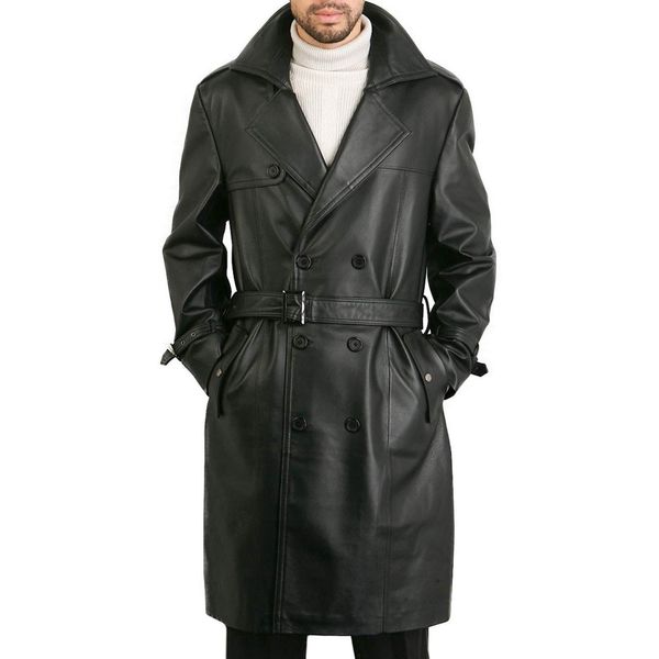 Fashion Leather Autumn and Winter Men's Mid Long Coat Pu Locomotive Double Row Button Sleeve Windbreaker, Black
Fashion Leather Autumn and Winter Men's Mid Long Coat Pu Locomotive Double Row Button Sleeve Windbreaker, Black