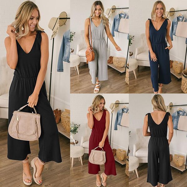 women's jumpsuits & rompers for women summer casual solid office lady backless middle waist bodysuit loose long pant trousers pants, Black;white
women's jumpsuits & rompers for women summer casual solid office lady backless middle waist bodysuit loose long pant trousers pants, Black;white