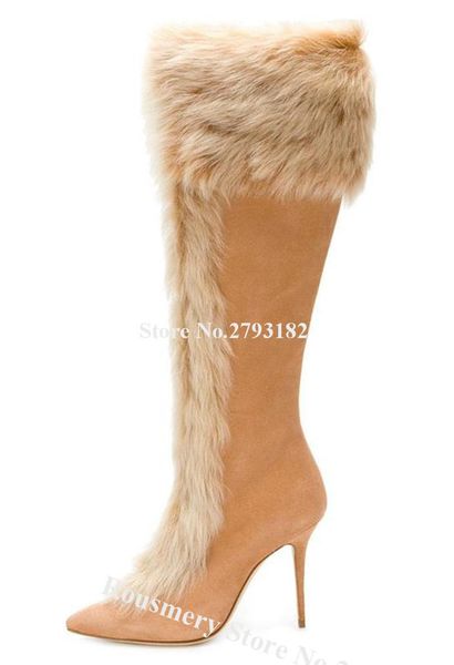 boots fashoion women winter pointed toe suede leather knee high fur brown beige warm stiletto heel long slim, Black
boots fashoion women winter pointed toe suede leather knee high fur brown beige warm stiletto heel long slim, Black