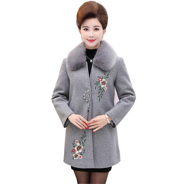 women's wool & blends winter fur collar woolen coats middle-aged women long thick warm cashmere jackets autumn female embroidery jacket, Black
women's wool & blends winter fur collar woolen coats middle-aged women long thick warm cashmere jackets autumn female embroidery jacket, Black