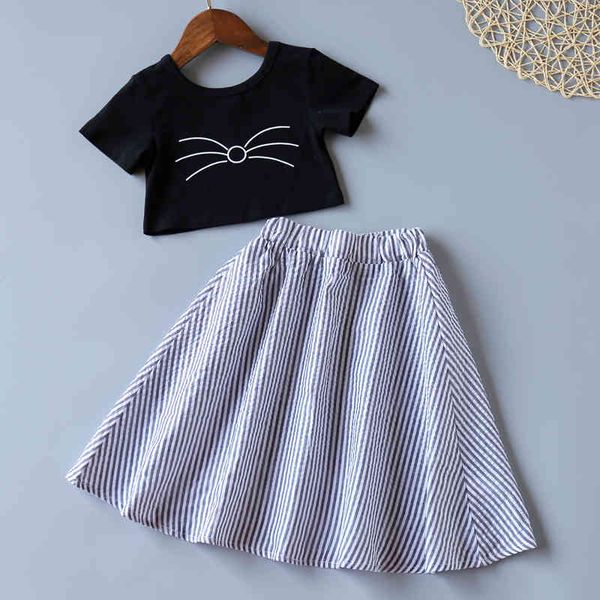 girls clothes suits toddler children's clothing 2-piece set summer printed short-sleeved t-shirt + striped long skirts 210515, White
girls clothes suits toddler children's clothing 2-piece set summer printed short-sleeved t-shirt + striped long skirts 210515, White