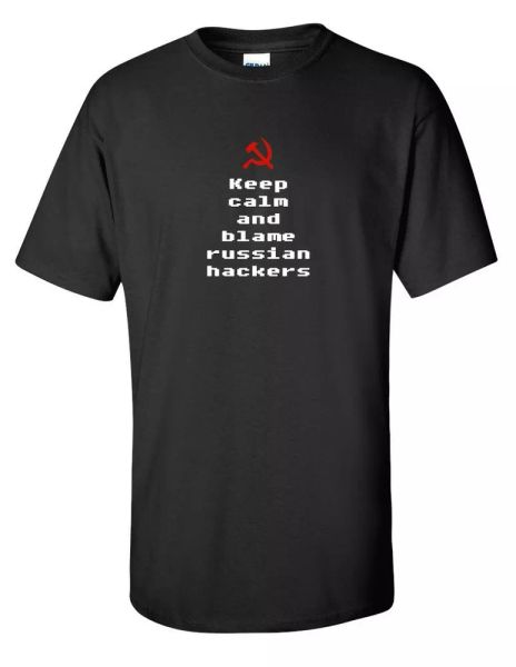 Keep Calm and Blame Russian Hackers T Shirt. Funny Political Statement Hacking, White;black
Keep Calm and Blame Russian Hackers T Shirt. Funny Political Statement Hacking, White;black