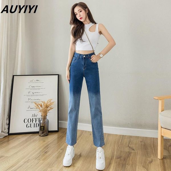 women's jeans auyiyi 2021 stretch straight-leg fashion casual loose high-waisted slim drape nine-point gradient pants, Blue
women's jeans auyiyi 2021 stretch straight-leg fashion casual loose high-waisted slim drape nine-point gradient pants, Blue