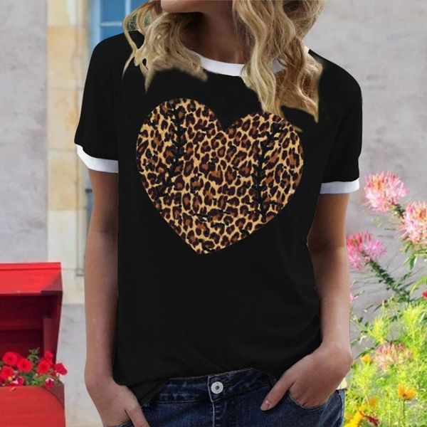 women's t-shirt casual leopard heart print oversized female elegant t-shirts with short sleeve women clothing tee shirt, White
women's t-shirt casual leopard heart print oversized female elegant t-shirts with short sleeve women clothing tee shirt, White