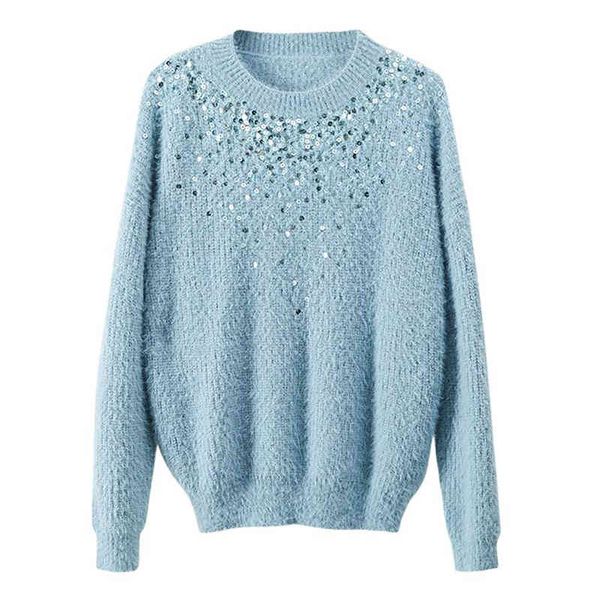 women blue white purple apricot o neck sweater knitted pulloverssequined long sleeve loose autumn winter m0193 210514, White;black
women blue white purple apricot o neck sweater knitted pulloverssequined long sleeve loose autumn winter m0193 210514, White;black