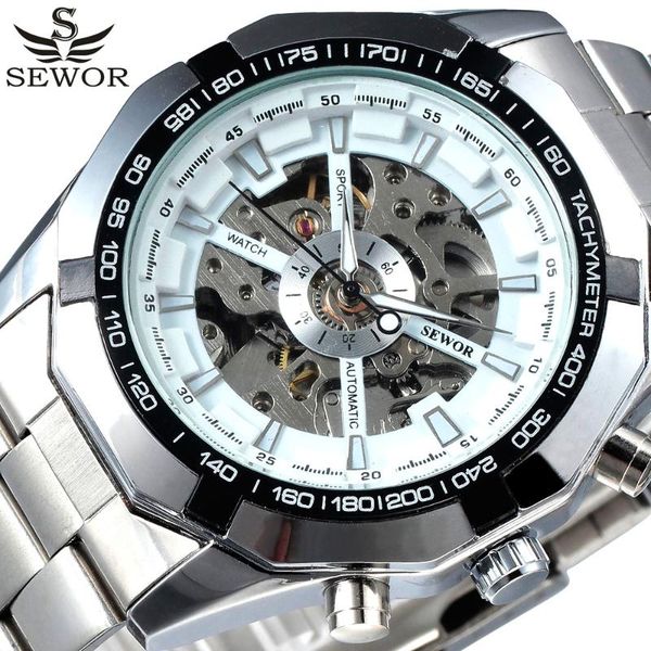 sport design skeleton mechanical watch mens watches stainless steel luxury military automatic men relogio masculino wristwatches, Slivery;brown
sport design skeleton mechanical watch mens watches stainless steel luxury military automatic men relogio masculino wristwatches, Slivery;brown