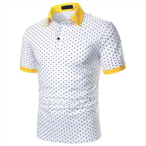 casual polka dot print men polo shirt spring and summer short sleeve streetwear fashion clothing, White;black
casual polka dot print men polo shirt spring and summer short sleeve streetwear fashion clothing, White;black