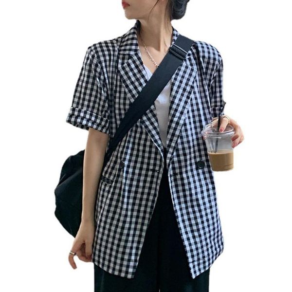 women's suits & blazers plaid suit all-match vintage blazer korean chic office lady temperament grid double-breasted short sleeve coat, White;black
women's suits & blazers plaid suit all-match vintage blazer korean chic office lady temperament grid double-breasted short sleeve coat, White;black