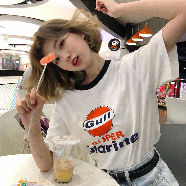 women's t-shirt s printed female tshirt women fashion graphic letter harajuku korean style short sleeves clothes, White
women's t-shirt s printed female tshirt women fashion graphic letter harajuku korean style short sleeves clothes, White