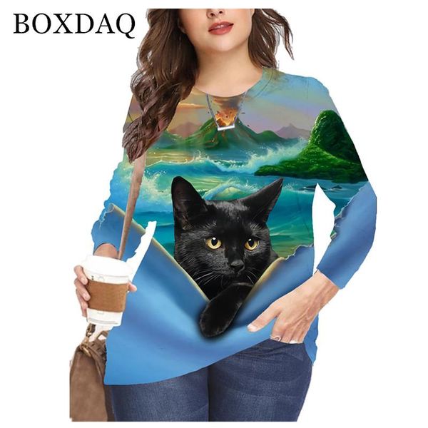plus size t-shirt 5xl 6xl women long sleeve casual 2021 autumn o-neck print loose funny cats fashion streetwear, Black
plus size t-shirt 5xl 6xl women long sleeve casual 2021 autumn o-neck print loose funny cats fashion streetwear, Black