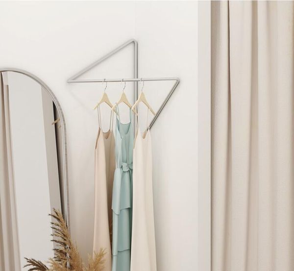 hooks & rails stainless steel wall rack corner fitting room clothes women's display
hooks & rails stainless steel wall rack corner fitting room clothes women's display