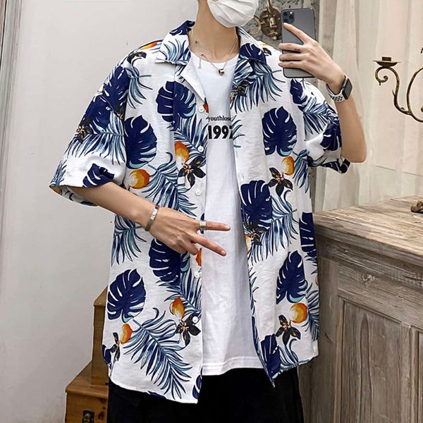men's casual shirts style men's short sleeve shirt is loose and with boys' floral lining clothes av5o, White;black
men's casual shirts style men's short sleeve shirt is loose and with boys' floral lining clothes av5o, White;black