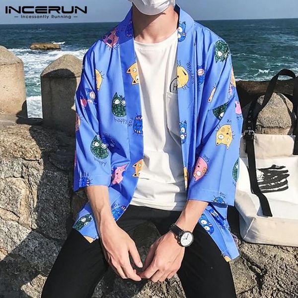 man fashion cartoon pattern kimono incerun men printed shirts loose 3/4 sleeve open stitch floral blouse spring hombre 3xl men's casua, White;black
man fashion cartoon pattern kimono incerun men printed shirts loose 3/4 sleeve open stitch floral blouse spring hombre 3xl men's casua, White;black