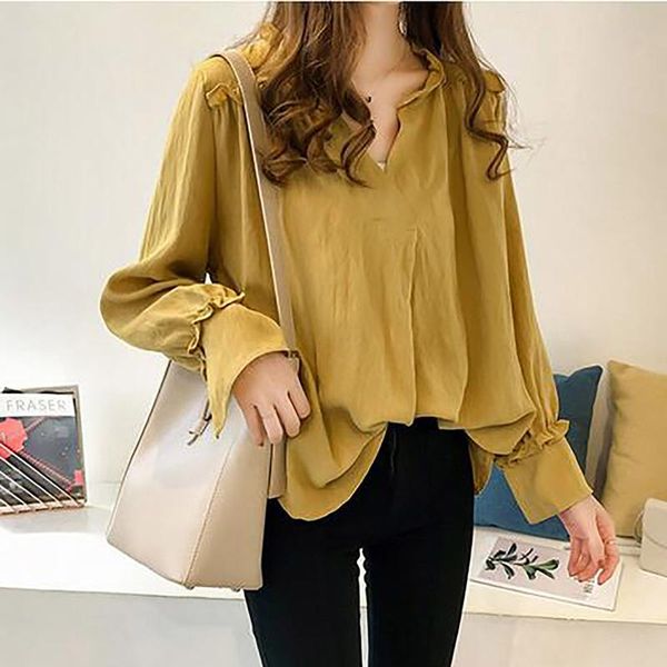 women's blouses & shirts women blouse fashion v-neck solid color long sleeve shirt blusas mujer de moda vestido mulher ladi, White
women's blouses & shirts women blouse fashion v-neck solid color long sleeve shirt blusas mujer de moda vestido mulher ladi, White