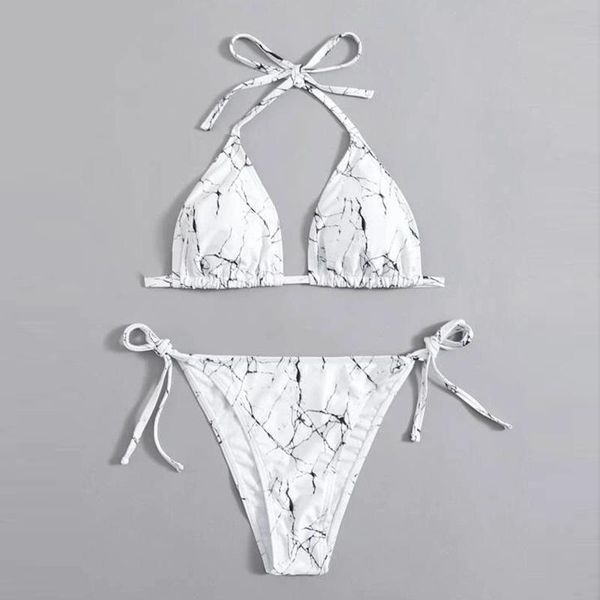 women's swimwear 2021 marble print bikini women swimsuit low waist halter set brazilian bathing suit swimming wear female #t1p, White;black
women's swimwear 2021 marble print bikini women swimsuit low waist halter set brazilian bathing suit swimming wear female #t1p, White;black